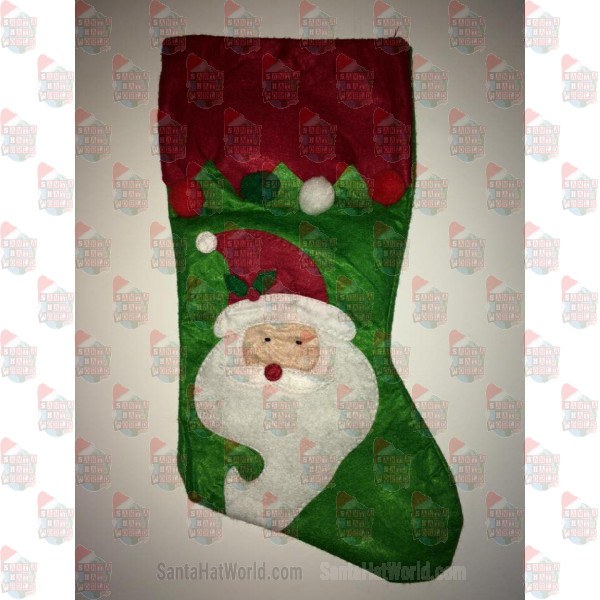 Felt Green Santa Stocking