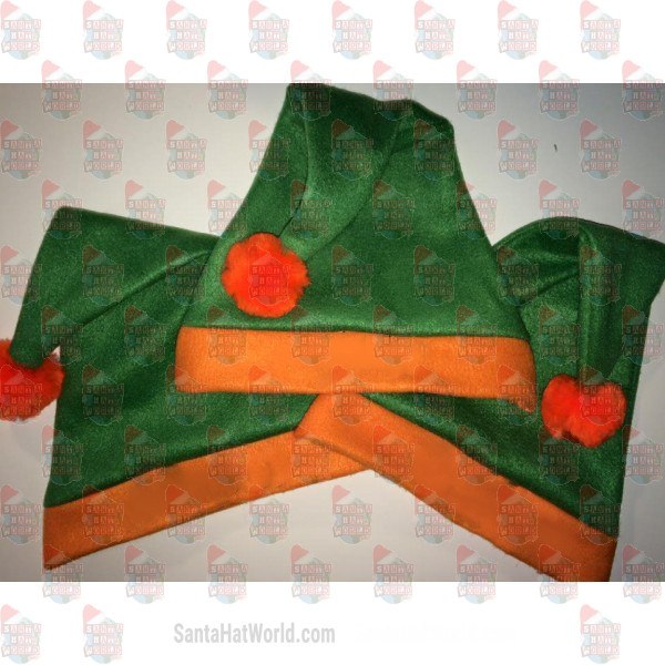 Fleece Green w/Orange Brim Santa Hat