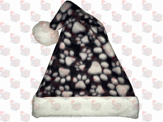 Black Dog Paws Santa Hat