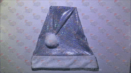 Premium Silver Sequin Santa Hat