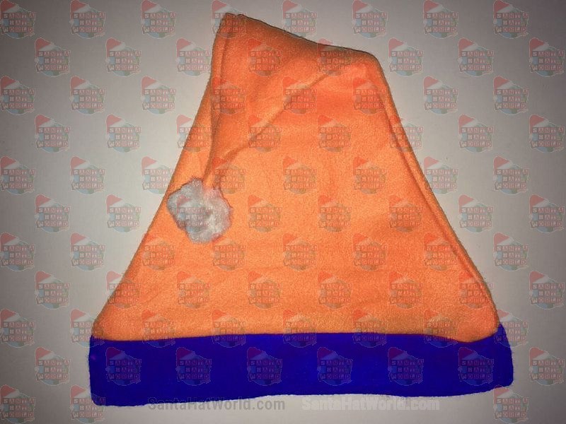 Orange Santa Hat Fleece Blue Brim
