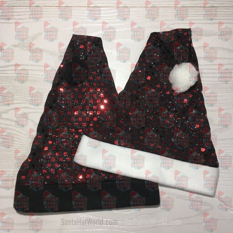 Square Sequin Red and Black Santa Hat