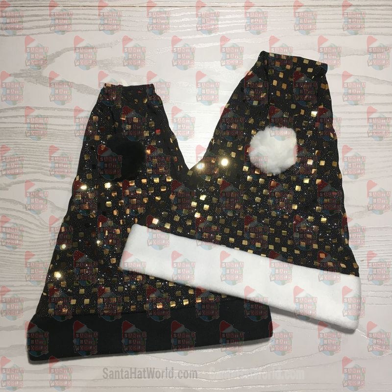 Square Sequin Gold and Black Santa Hat