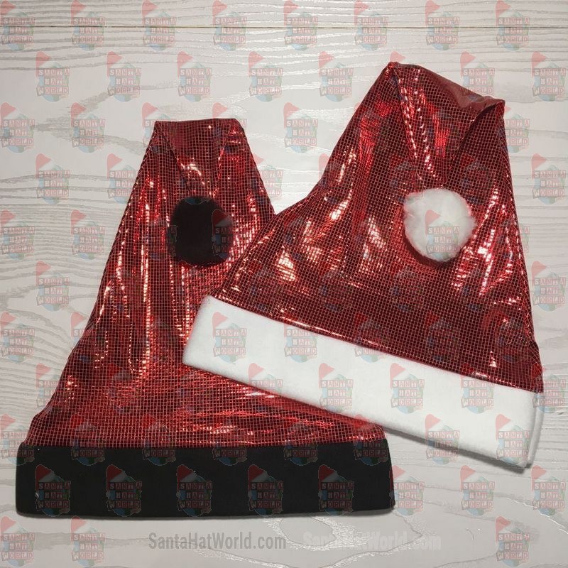 Shiny Grid Red Santa Hat