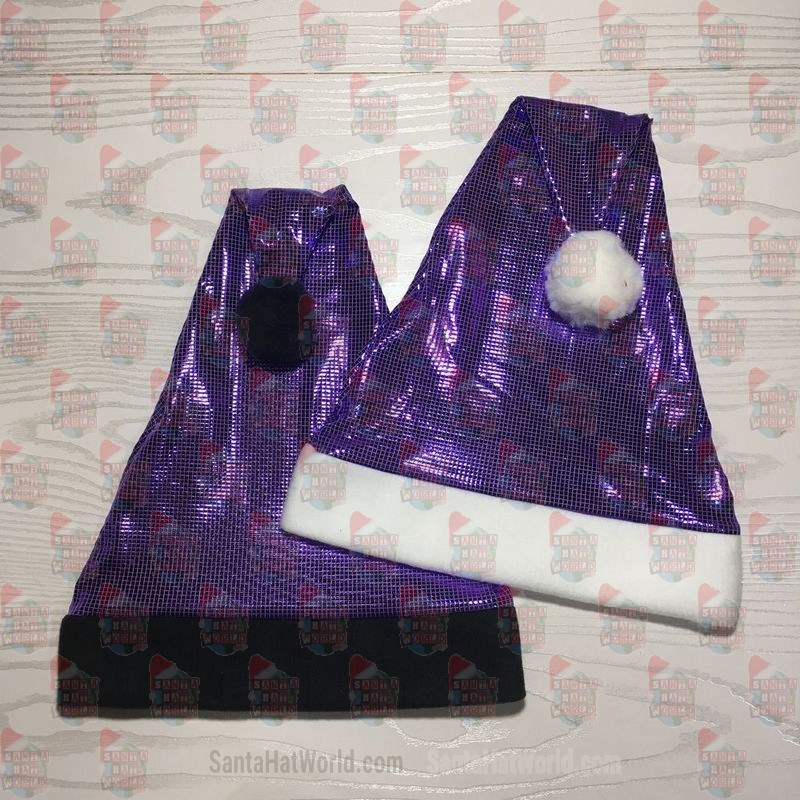 Shiny Grid Purple Santa Hat