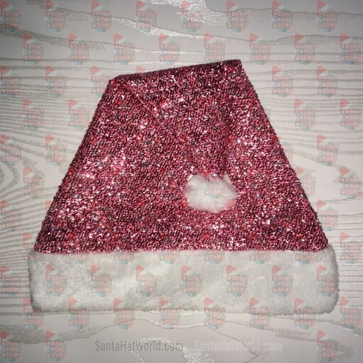 Pink Sparkle Santa Hat Plush Brim