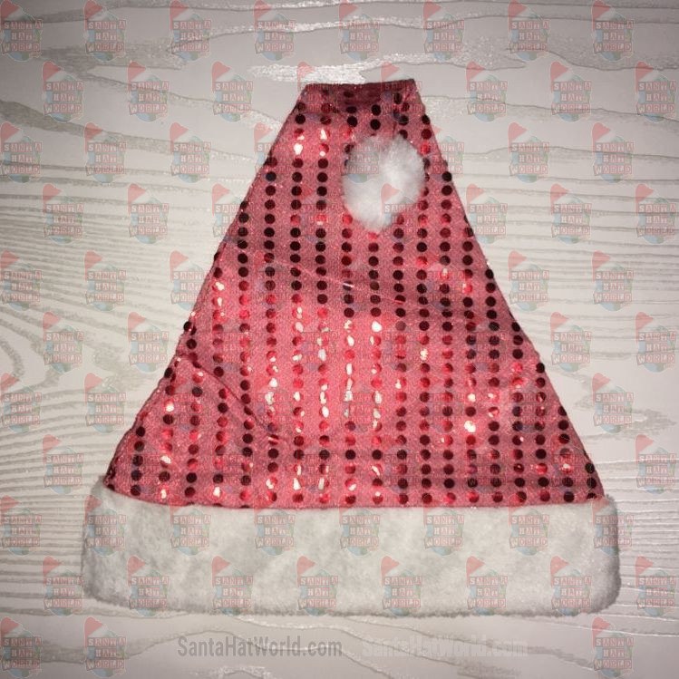 Red Sequin Santa Hat Plush Brim