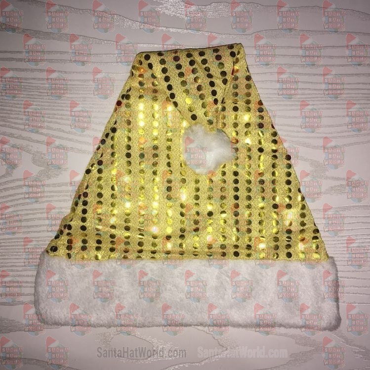Gold Sequin Santa Hat Plush Brim