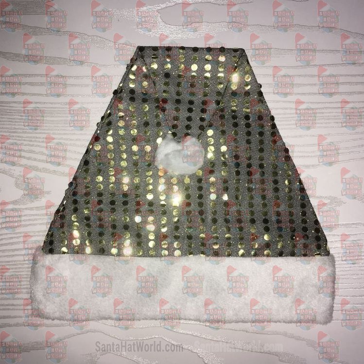Gold and Black Sequin Santa Hat Plush Brim