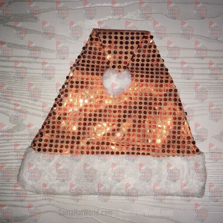 Orange Sequin Santa Hat Plush Brim