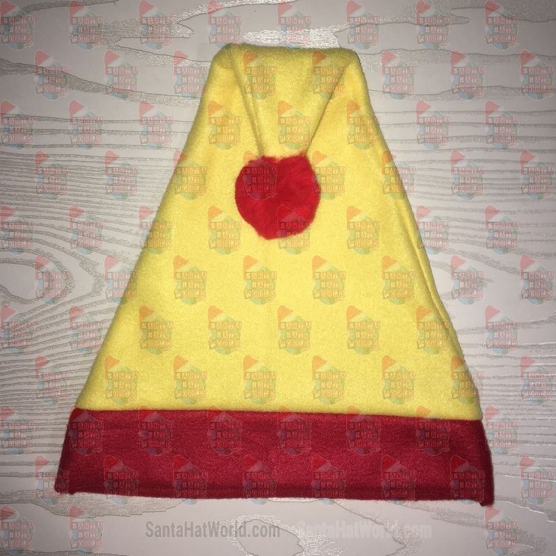 Red brim and Pale Yellow Santa Hat with Red Pom