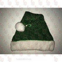 Green Sparkle Santa Hat Plush Brim