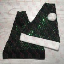 Square Sequin Green and Black Santa Hat