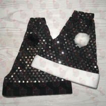 Square Sequin Silver and Black Santa Hat
