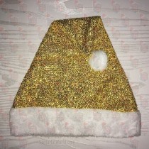 Gold Sparkle Santa Hat